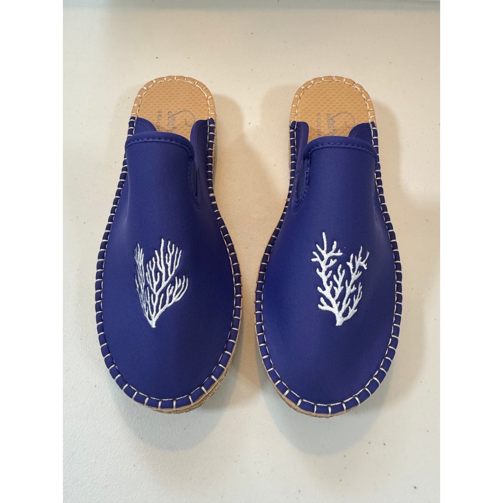 Sea Star Beachwear Mules Womens 8 Blue Coral Espadrille Neoprene SlipOn Coastal